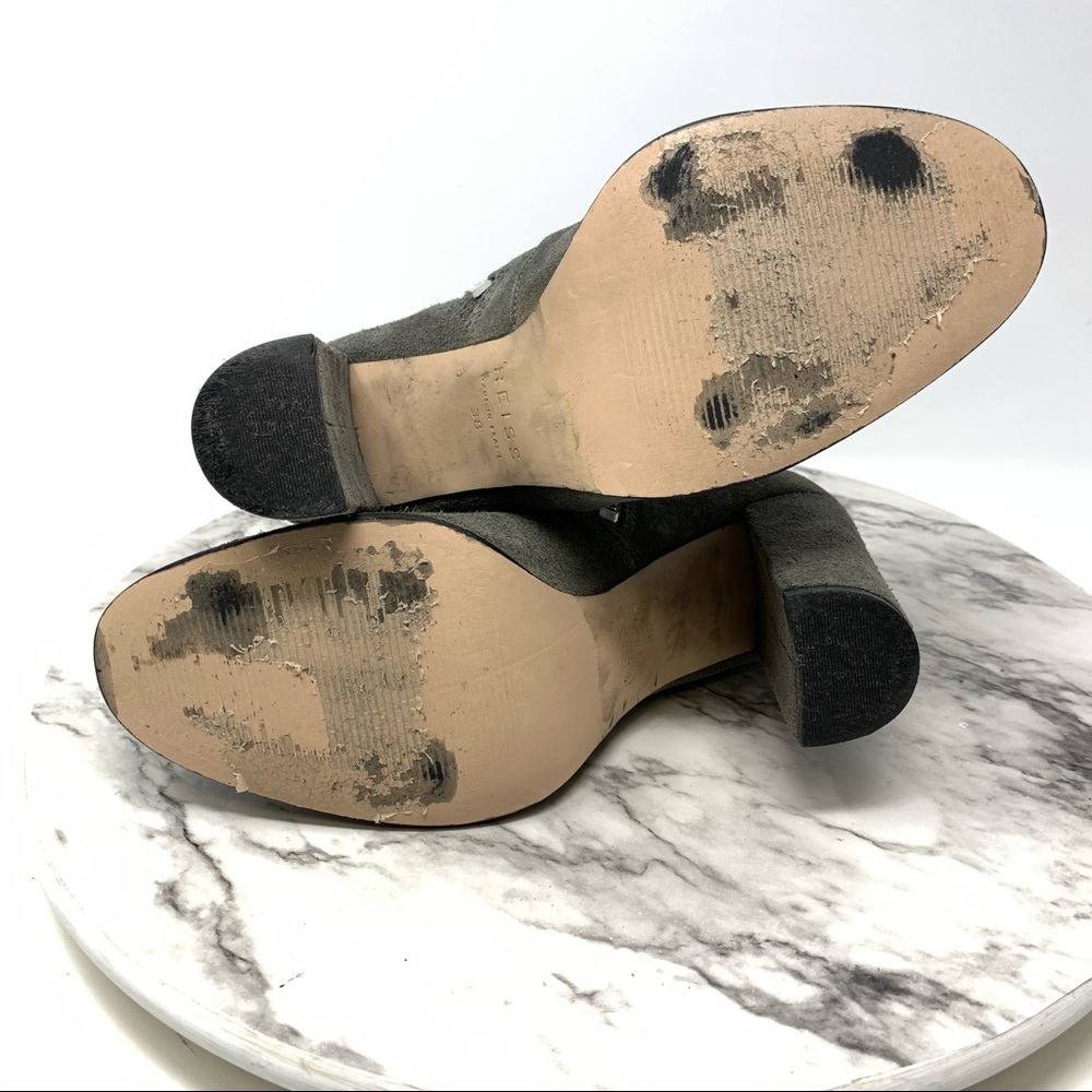 Reiss Buckle Detail Suede Booties 38 Classic Academia Minimalist Preppy Neutral - Picture 8 of 16